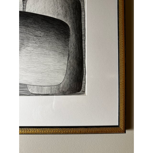 Gray Late 20th Century Graphite Abstract Geometric Drawing Signed Achillo Sulla, Framed For Sale - Image 8 of 8