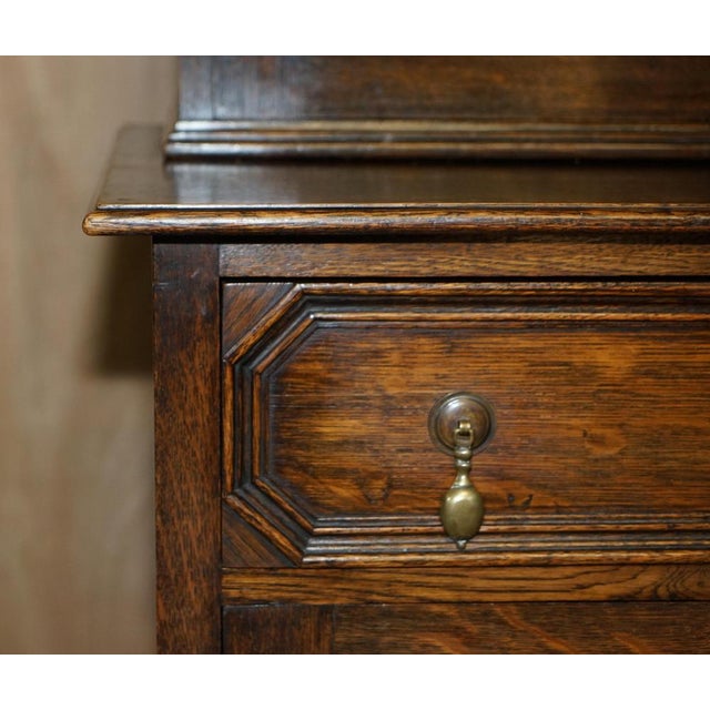 Gold Vintage Jacobean Revival English Carved Oak Bookcase, 1900s For Sale - Image 8 of 18