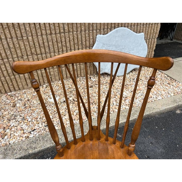 Late 20th Century Ethan Allen Set of Five Solid Maple Windsor Dining Chairs For Sale - Image 10 of 11