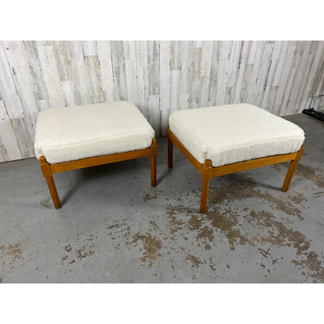 1970s "Tremme" Ottoman Attributed to Børge Mogensen for Fritz Hansen - Set of 2 For Sale - Image 12 of 13