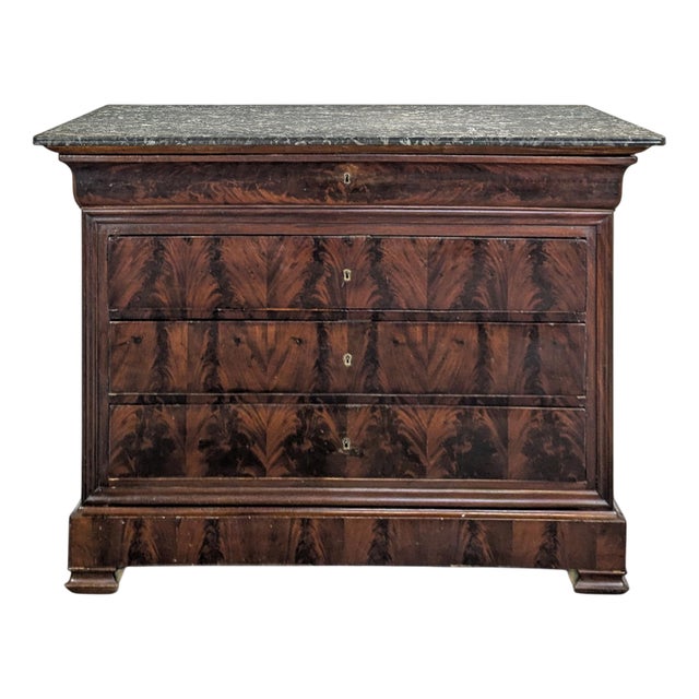 Louis Philippe Flame Mahogany Commode For Sale