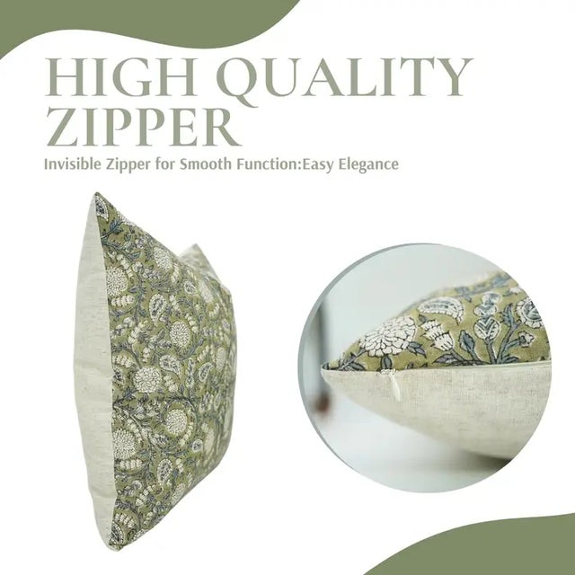 Art Deco Fabdivine Cotton Linen Throw Pillow Cover 12x20 Inch Handcrafted Block Print- Gopi For Sale - Image 3 of 5