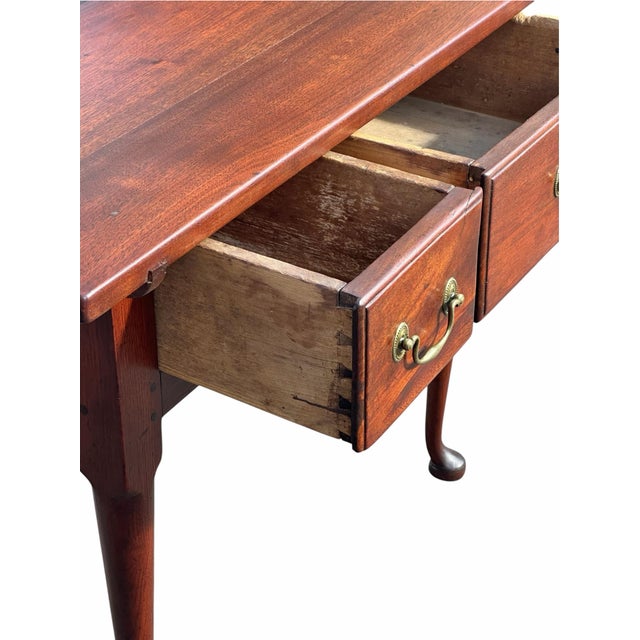 Antique Queen Anne Pennsylvania Walnut Two Drawer Diminutive Tavern Table Rare For Sale In Boston - Image 6 of 12