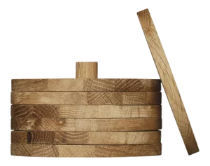 Oak Wood Mug Coasters Set of Six 6 Stacked Boxed Organic Natural Round Handmade
