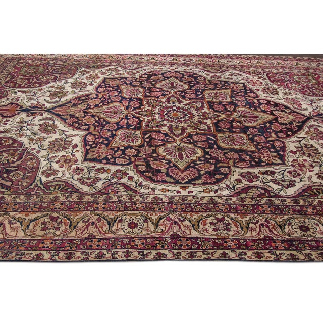 20th Century Antique Kerman Wool Rug For Sale - Image 4 of 8