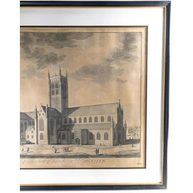 18th Century Architectural Copper Plate Engraving Print of Worcester Cathedral For Sale - Image 4 of 10