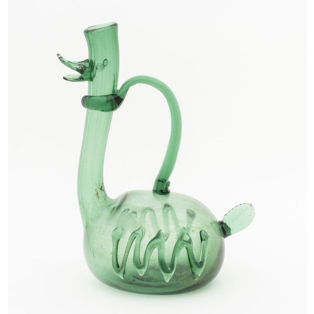 Green Empoli Glass Duck Form Ewer For Sale - Image 8 of 10