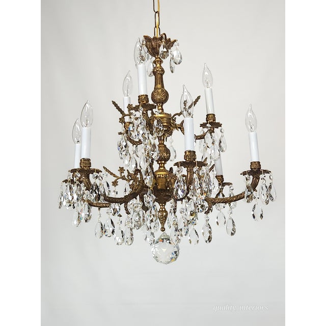 Antique Epic Glowing Glistening 9 Arm 9 Light Cut Lead Glass Crystal Chandelier For Sale - Image 9 of 18