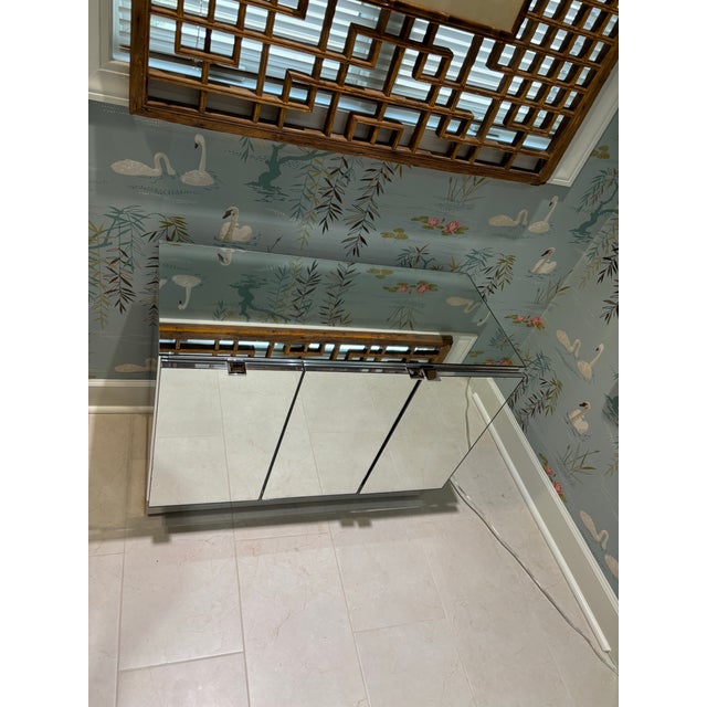 Ello 1960s Attributed to Ello Mirror and Chrome 3-Door Credenza For Sale - Image 4 of 12