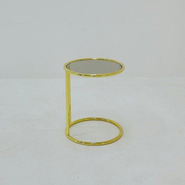 Glass Bauhaus Round Golden Chrome and Glass Side Table, 1980s For Sale - Image 7 of 11