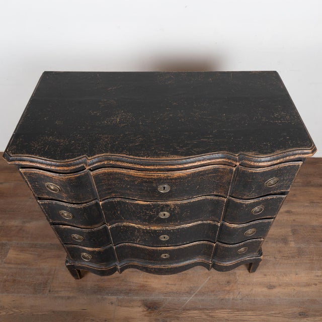 18th Century Black Painted Oak Rococo Chest of Drawers From Denmark For Sale - Image 4 of 14