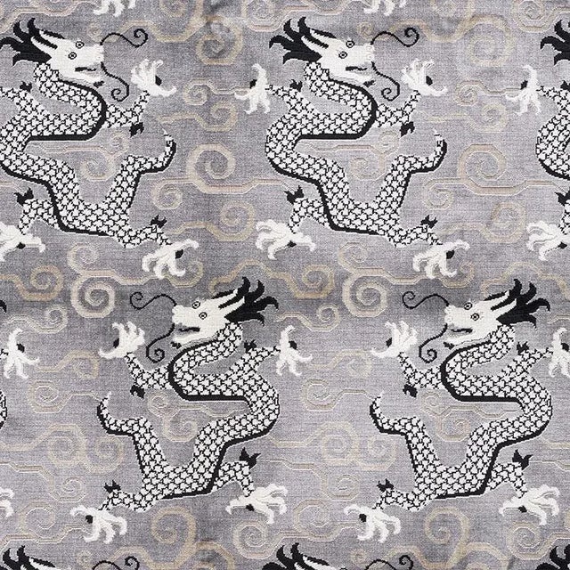 Chinoiserie Sample - Schumacher Bixi Velvet Fabric in Silver For Sale - Image 3 of 3