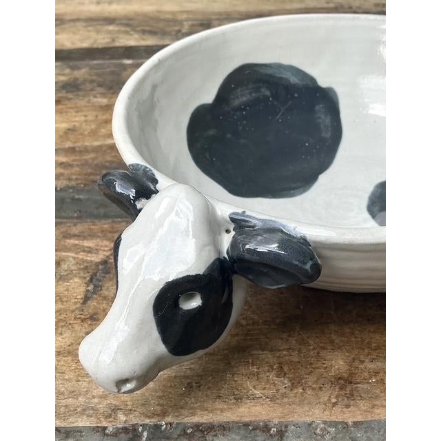 Vintage Original Studio Pottery Cow Bowl For Sale - Image 9 of 12