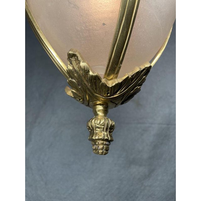 Brass Lantern with Frosted Star Etched Glass For Sale - Image 5 of 6