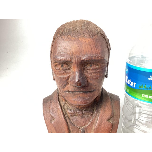 Antique Primitive Hand-Carved Folk Art Solid Wood Bust For Sale In New York - Image 6 of 6