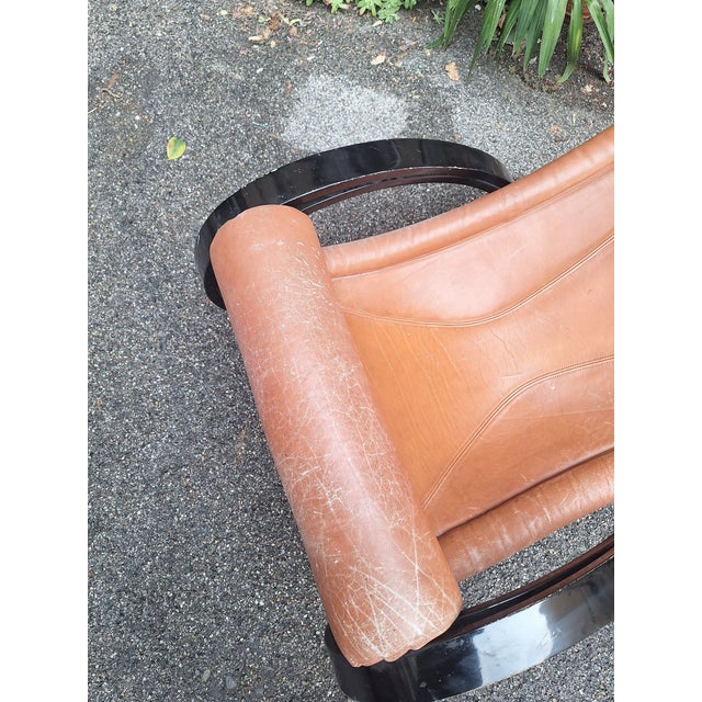1970s Burgundy Leather Mod. Sgarsul Rocking Chair by Gae Aulenti for Poltronova, 1970s For Sale - Image 5 of 7