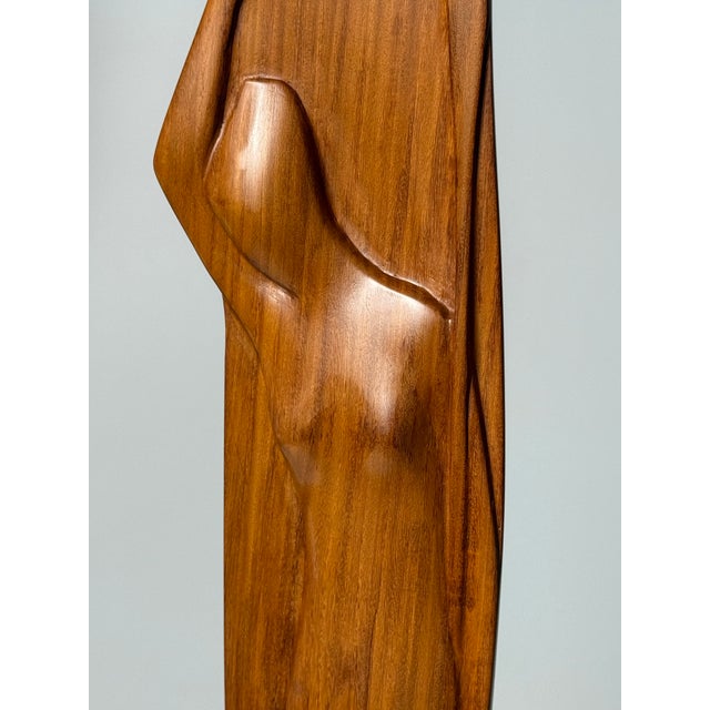Large Mid-Century Hand-Carved Sculpture of a Woman with Boat and Paddle, 1960s, Teak For Sale - Image 11 of 18