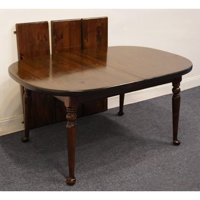 Wood Ethan Allen Antiqued Pine Old Tavern Rustic Americana 96" Oval Dining Table 12-6024 For Sale - Image 7 of 12