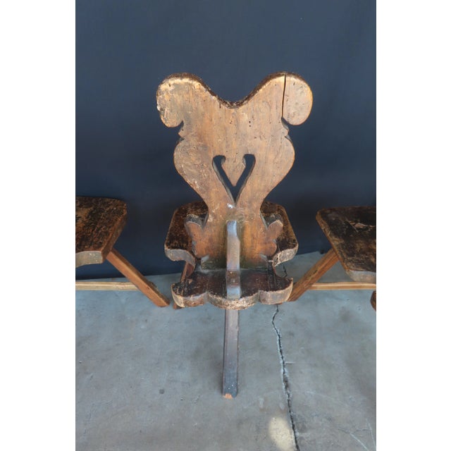 Brown 17th Century Primative Italian Renaissance Sgabelli 3 Legged Chair ( Set of 15) For Sale - Image 8 of 12