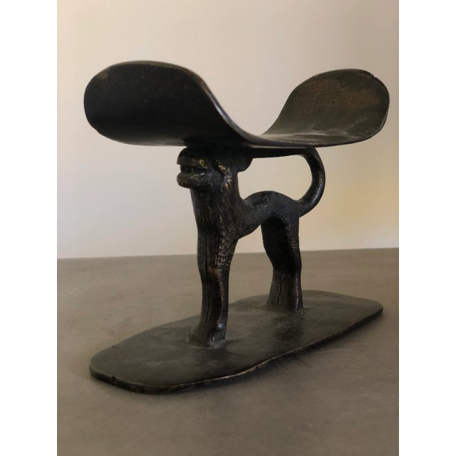 Bronze Late 20th Century Solid Leopard Bronze Stool Sculpture For Sale - Image 8 of 13