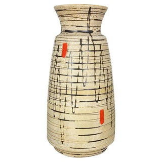 Large Op Art Abstract German Pottery Floor Vase from Bay Ceramics, 1960s For Sale