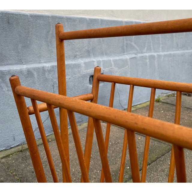 1960s Vintage Swedish Magazine Rack in Beech, 1960s For Sale - Image 5 of 6