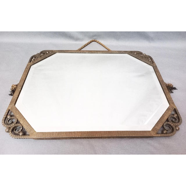 Art Deco Rectangular Mirror in Beaten Iron, 1930s For Sale - Image 9 of 9