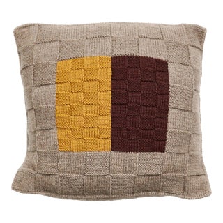 Andes Topaz Hand Knitted Andes Wool Pillow For Sale