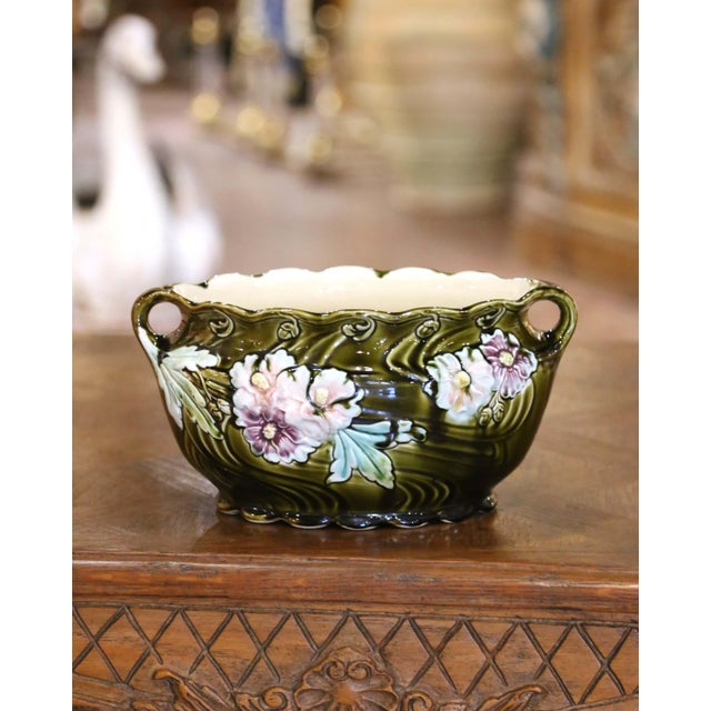 Late 19th Century Late 19th Century French Barbotine Garniture by De Bruyn, Set of 3 For Sale - Image 5 of 12