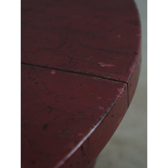 Paint Round Red Painted Primitive Side Table For Sale - Image 7 of 12