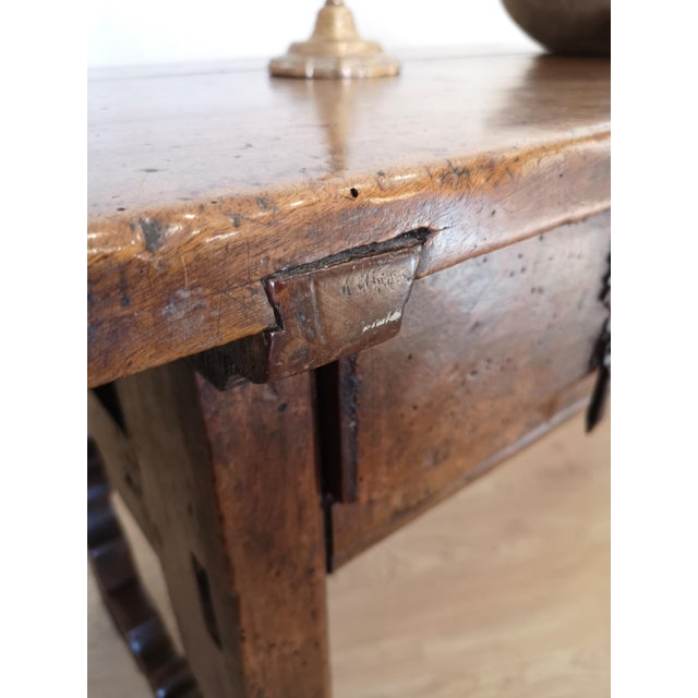Brown Antique Spanish Walnut Writing Table, 1700 For Sale - Image 8 of 18