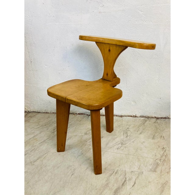 Brown Rustic Modern Wooden Side Chair For Sale - Image 8 of 8