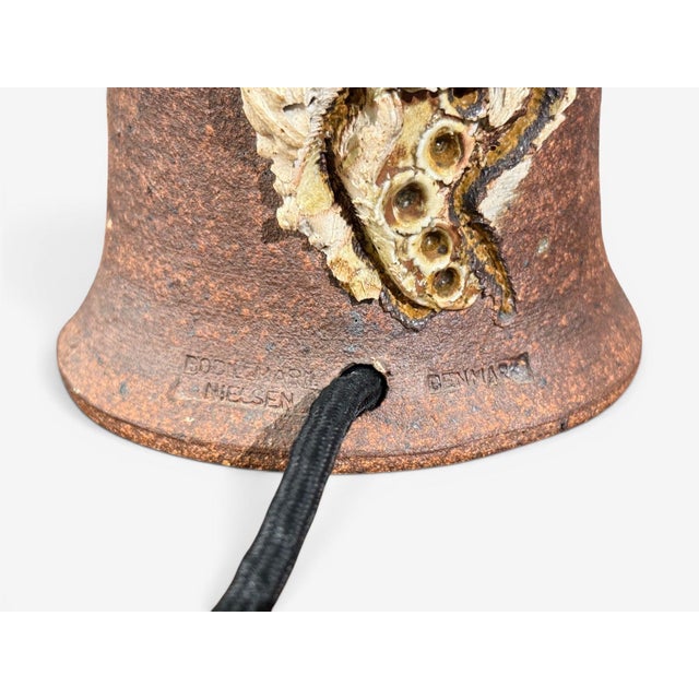 Bodil Marie Nielsen, Large Brutalist Table Lamp, Brown Stoneware, Denmark, 1960s For Sale - Image 10 of 10