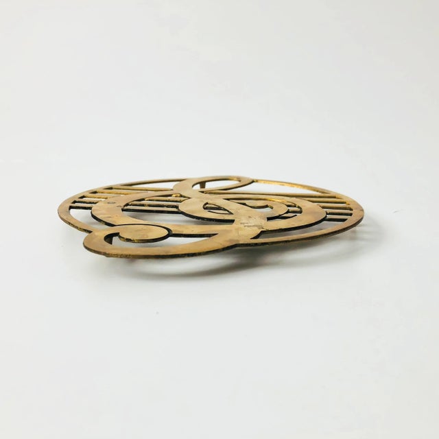 Metal Brass Treble Clef Trivet For Sale - Image 7 of 8