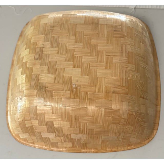 Yellow Vintage Citrus Chic Lemon and Lime Woven Bamboo Bowl For Sale - Image 8 of 9