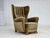 1960s, Danish highback relax armchair. Original green furniture velour, brass springs in the seat. Original good...
