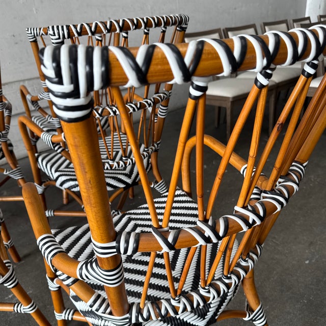 Cb2 Woven Rattan Bistro Dining Armchairs, Set of Six For Sale In San Francisco - Image 6 of 12
