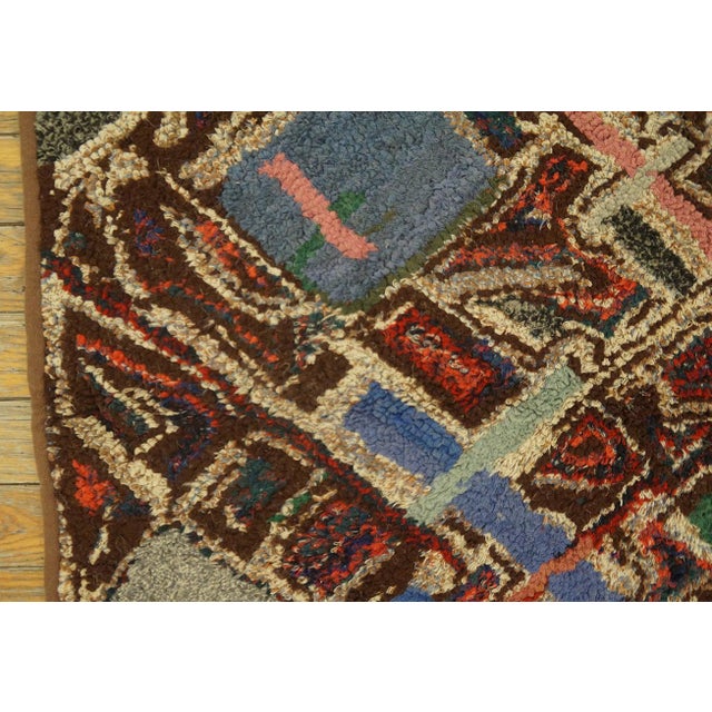Green 1940s Multicolor Abstract Folk Art American Hooked Rug 2'5" X 3'6" Handknotted Wool Carpet For Sale - Image 8 of 12