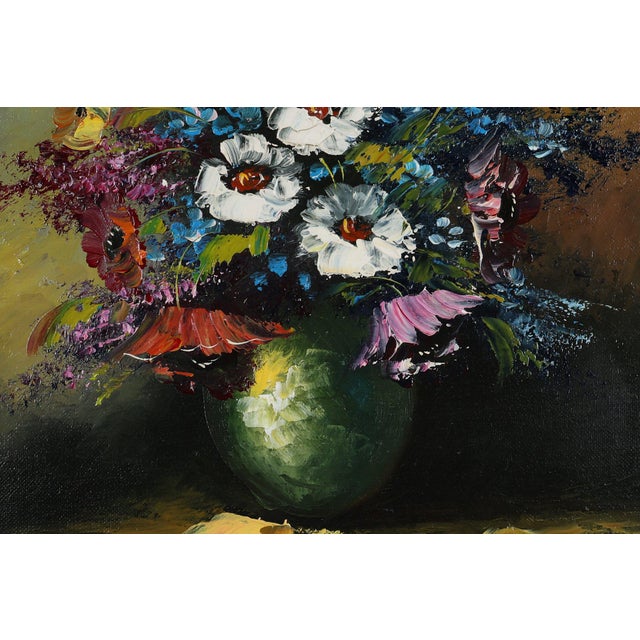 Belgian Artist, Still Life with a Bouquet of Flowers, 1950s, Oil on Canvas, Framed For Sale - Image 10 of 11