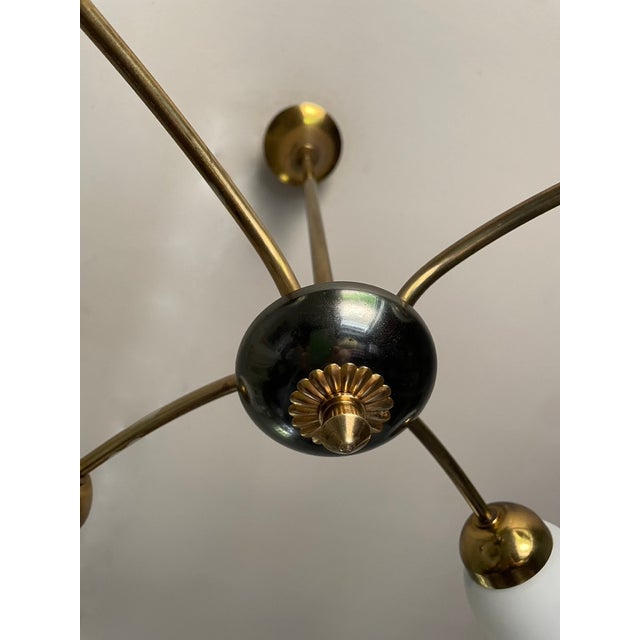 Chandelier with Four Tulips by Arlus, 1950 For Sale - Image 6 of 9