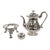 A fine antique Georgian rococo sterling silver coffee pot on stand with burner, coffee pot by Joseph Angell, the burner by...