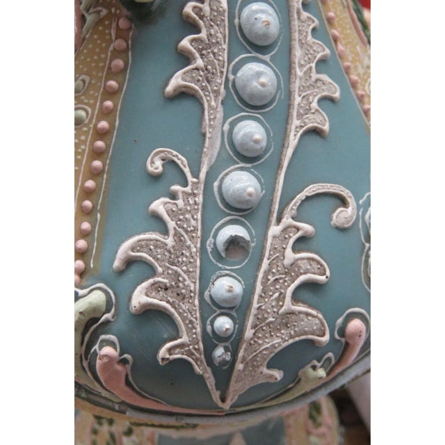 Japanese Moriage Nippon Style Hand Painted Double Handled Vase For Sale - Image 3 of 13