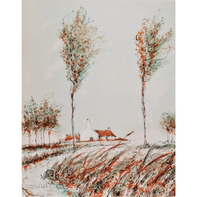 This artwork "Landscape" is an original lithograph by Swiss artist Aime Daniel Steinlen,1923-1996. It is hand signed and...