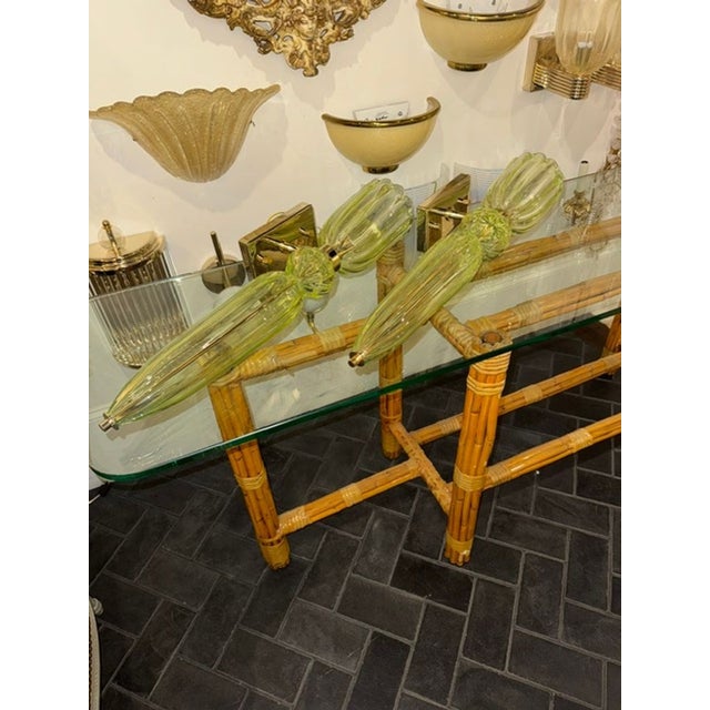 Modern Murano Green Torch Form Sconces - a Pair For Sale - Image 3 of 5