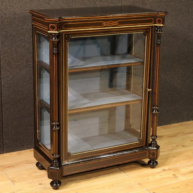 Antique English Inlaid Display Cabinet, 1880 For Sale - Image 14 of 14