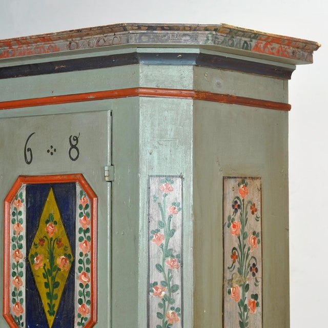Wood German Wedding Cabinet, Dated 1868 For Sale - Image 7 of 14