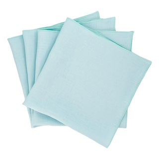 Green Linen Napkins, Set of 4 For Sale