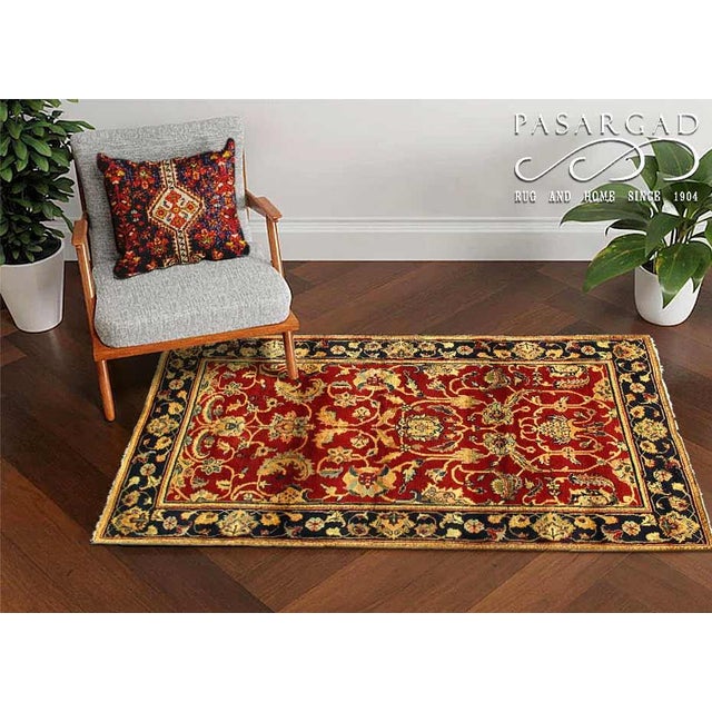 Pasargad DC Red Fine Hand Knotted Augra Rug For Sale - Image 4 of 4