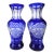Pair of Two Blue Cut to Clear Vases For Sale