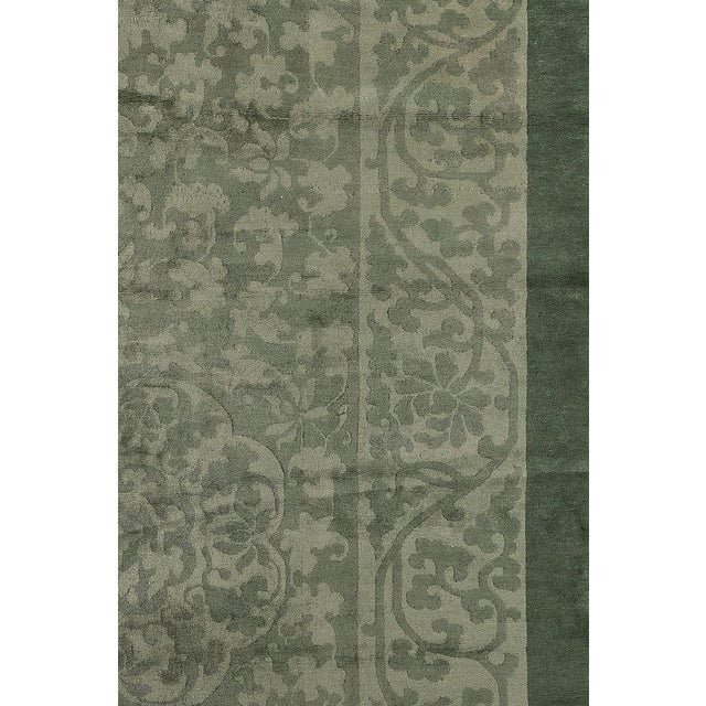 Dark Green Large Antique Green Chinese Rug For Sale - Image 8 of 8